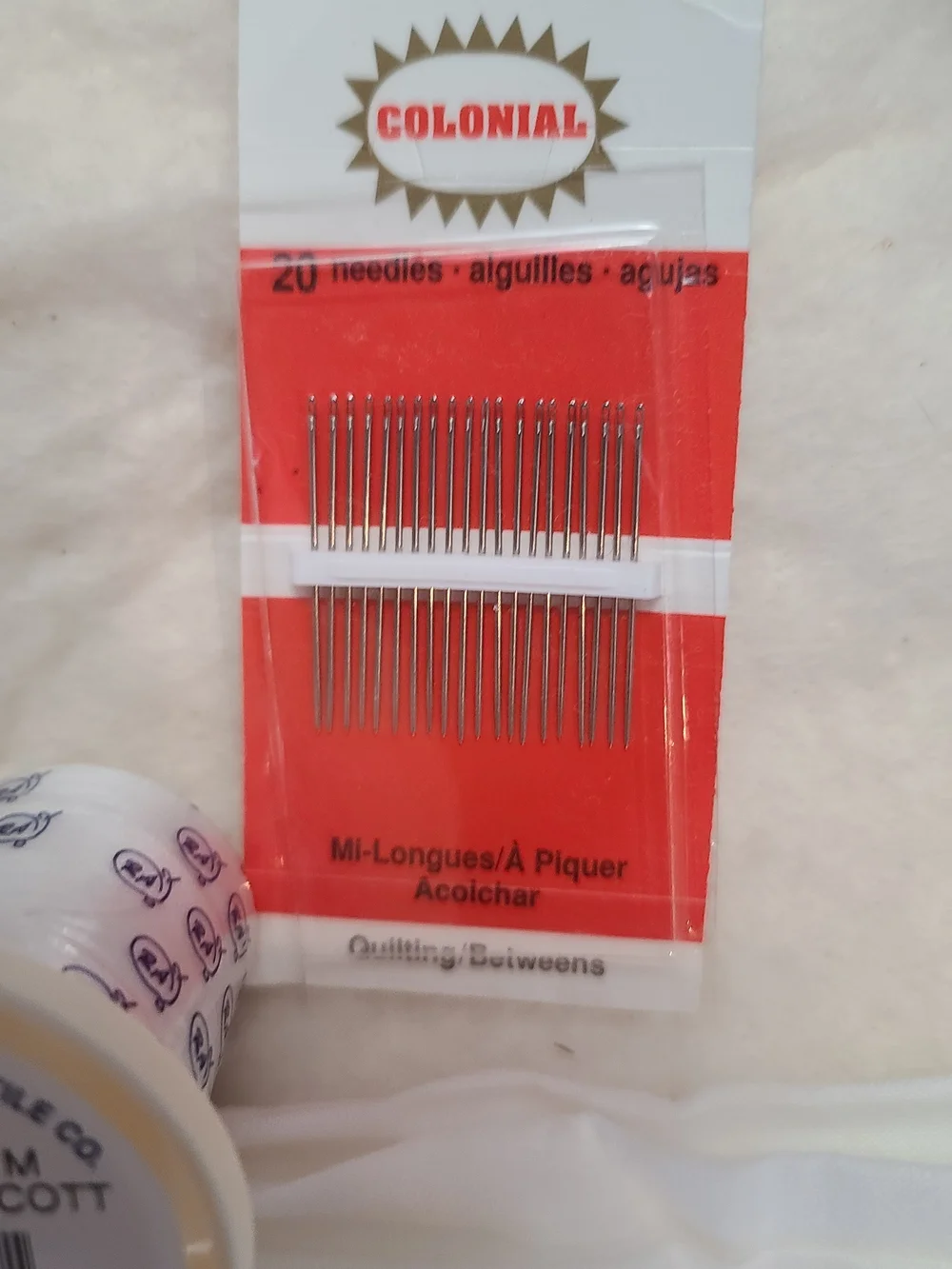 Quilting  Finishing kit with Cream Batting, White Backing Fabric, Thread Needles